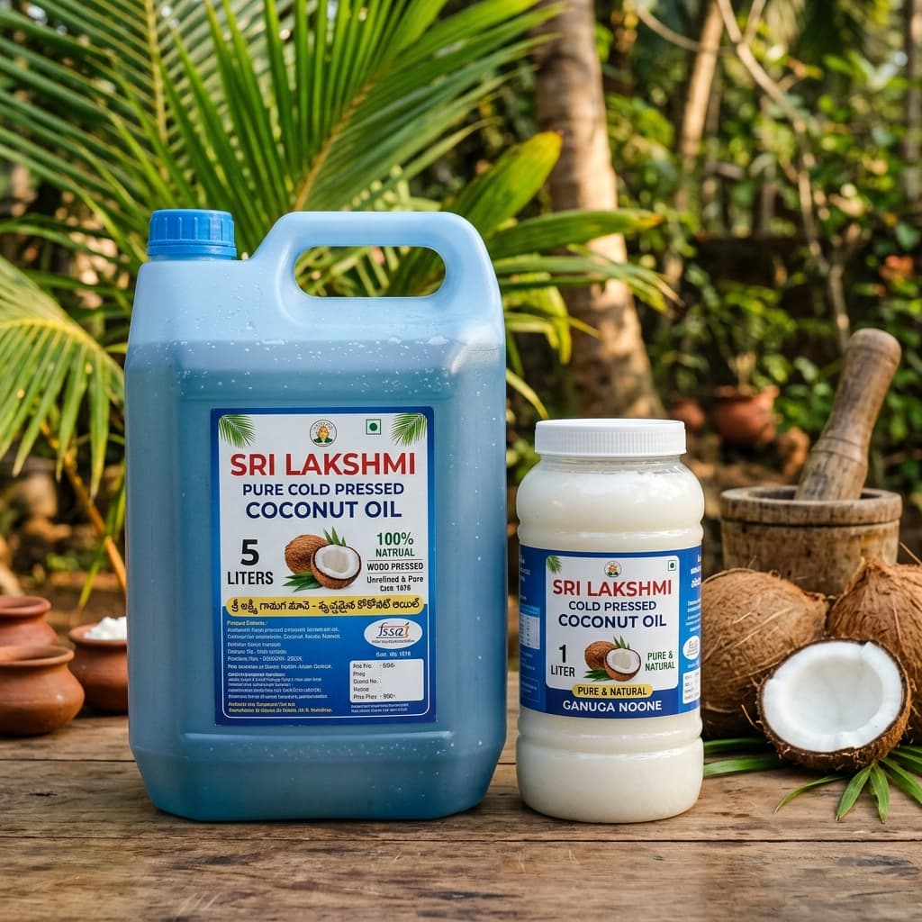 Cold Pressed Coconut Oil (సాంప్రదాయ చెక్క గానుగ కొబ్బరి నూనె)