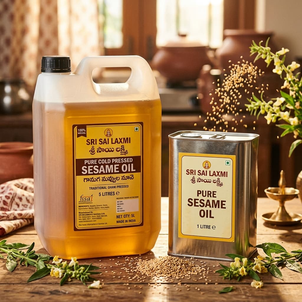 Cold Pressed Sesame Oil (సాంప్రదాయ చెక్క గానుగ నువ్వుల నూనె)